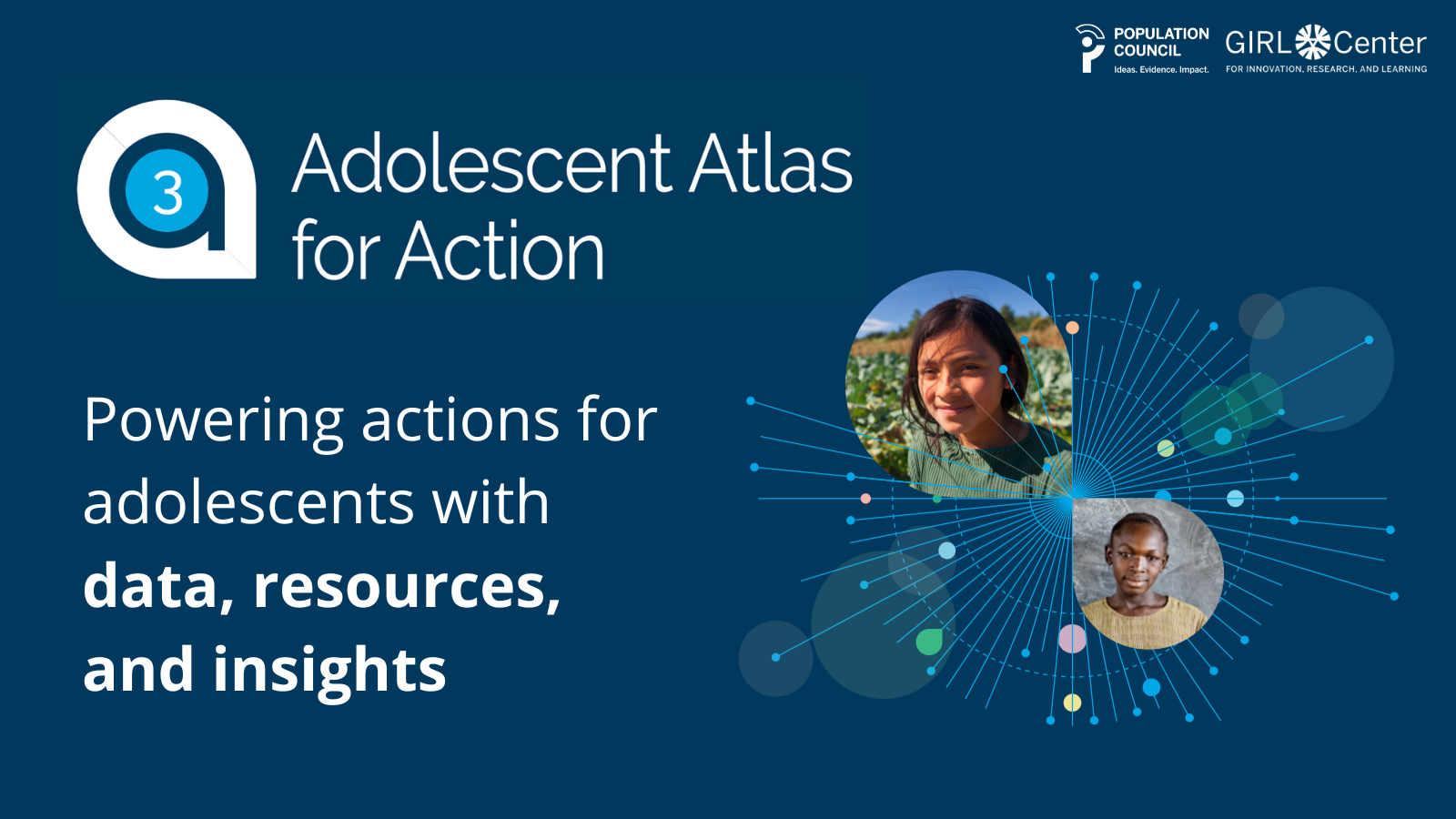 Adolescent Atlas for Action screenshot and logo Ideas. Evidence. Impact.