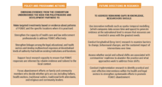 screenshot of policy and program actions and future directions in research for Evidence to end FGMC