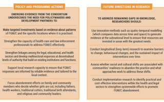 EvidenceEndFGMC – Population Council screenshot of policy and program actions and future directions in research for Evidence to end FGMC