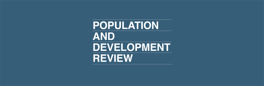 Population and Development Review logo on a dark blue background