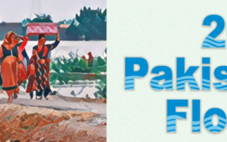 Project_PakistanFloods – Population Council decorative image that shows women walking down and path and it says "2022 Pakistan Floods"