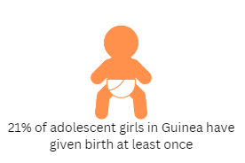 illustration of baby with statistic on adolescent pregnancy in Guinea