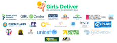 Girls Deliver logo and consortium partner logos
