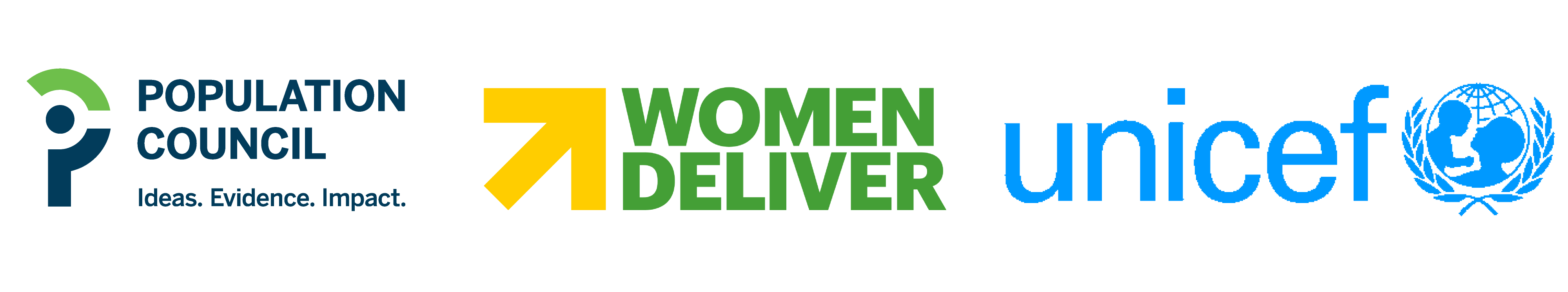 Population Council, Women Deliver, and UNICEF logos