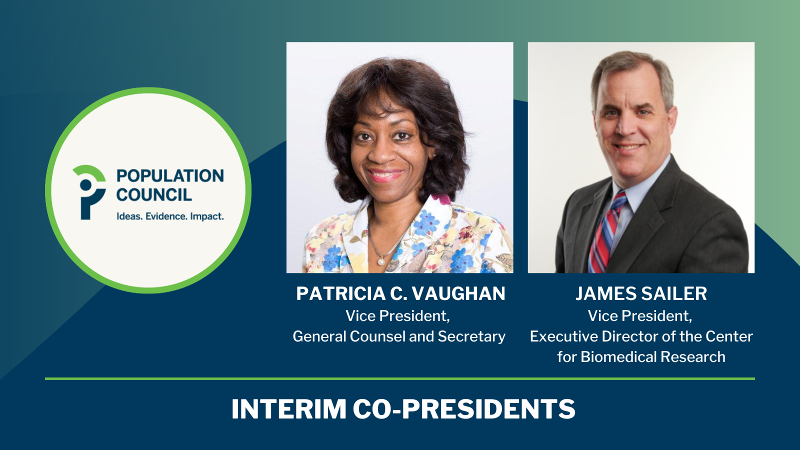 Patricia C. Vaughan and James Sailer, Interim Co-Presidents
