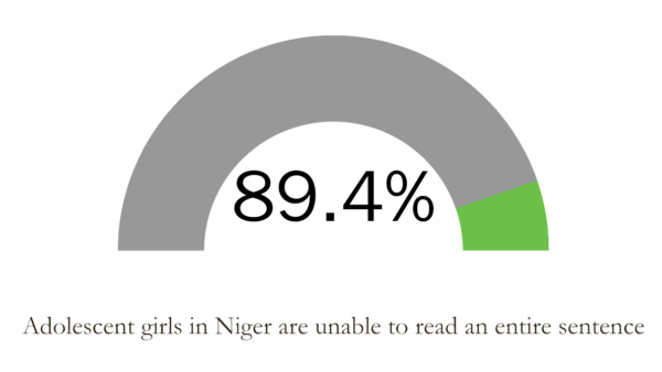 89.4% of Adolescent girls in Niger are unable to read an entire sentence