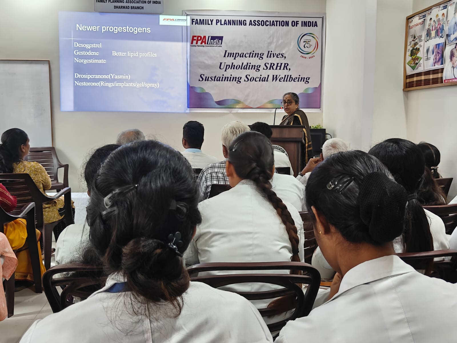 Seminar by FPA India President Dr Rathnamala Desai at Dharwad Branch on Newer Contraceptives for College Students and Faculty 1