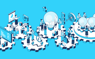 InnovationToolkit_Rev_2 – Population Council An illustration of innovation with gears, light bulbs, graphs, and people talking.