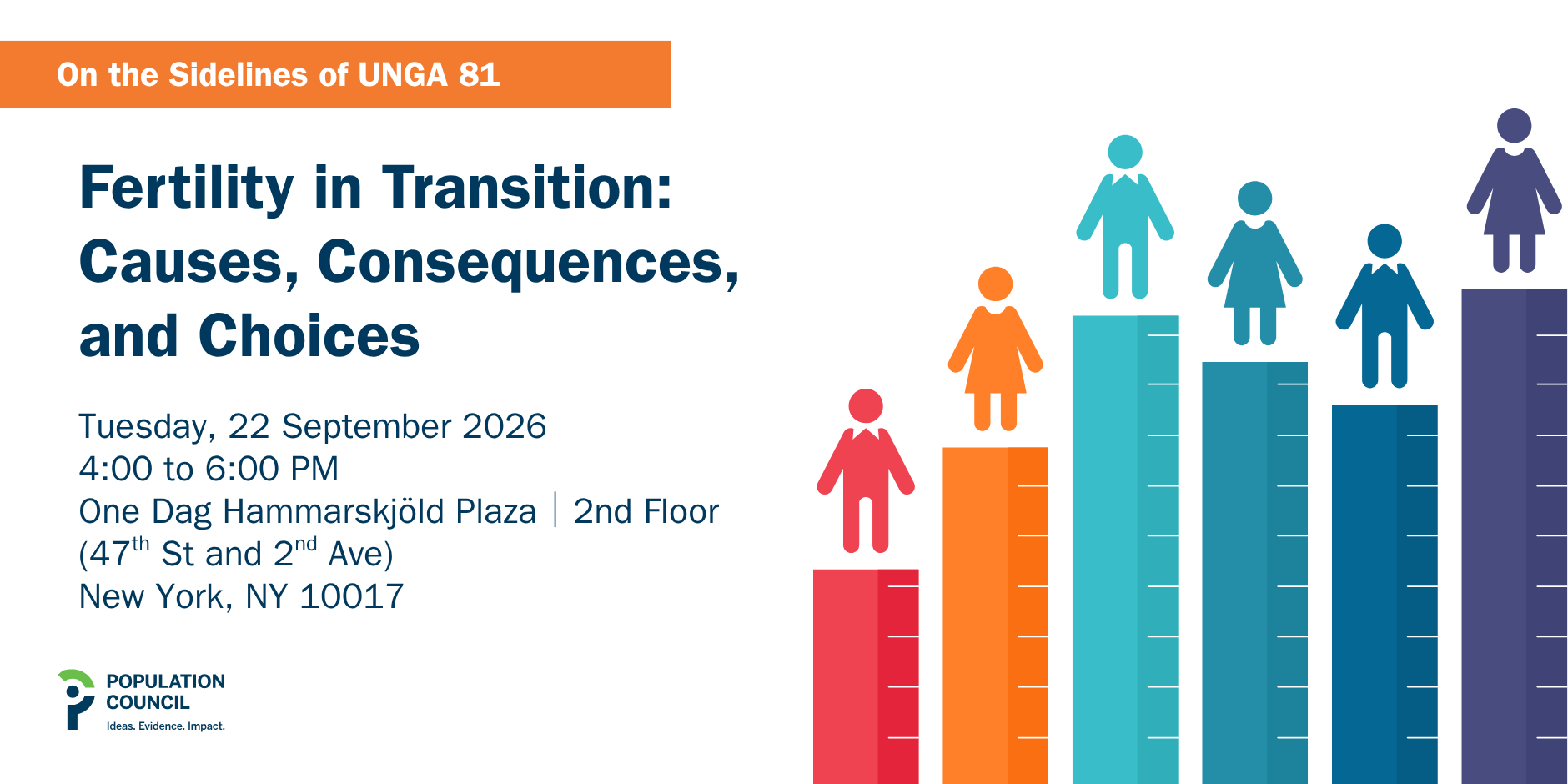 On the Sidelines of UNGA 81. Fertility in Transition: Causes, Consequences, and Choices will take place on 22 September from 4 to 6 pm at the Council's New York office (885 2nd Ave, 2nd floor).